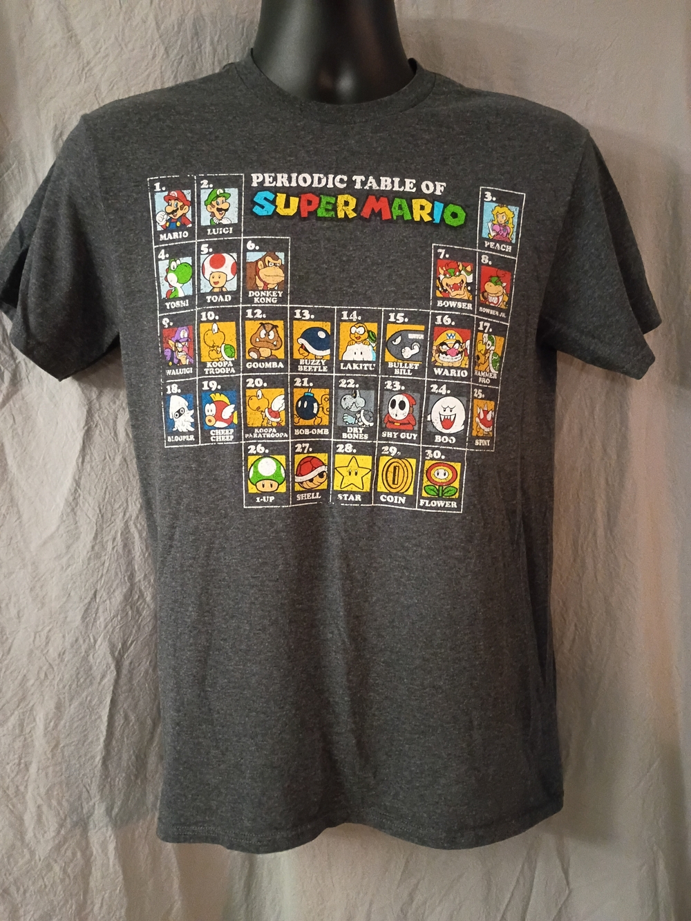 Super Mario Periodic Table Graphic Tee - Dark Gray